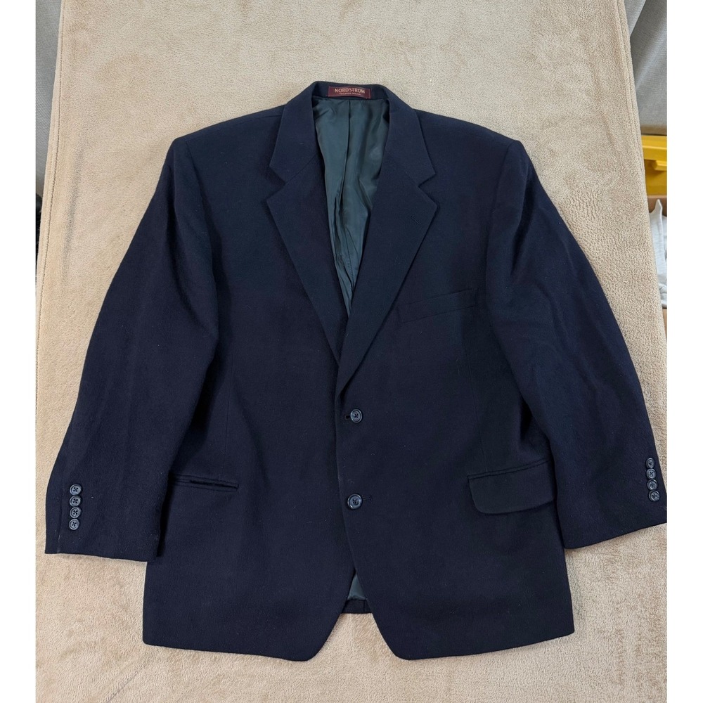 Nordstrom Loro Piana CamelHair Blazer Mens 48R Navy Blue Sport Coat USA Made EUC